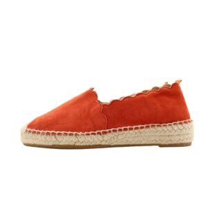 Carmen Saiz Scalloped Orange Red Suede Flat Espadrilles - 6/EU 37. Made in Spain
